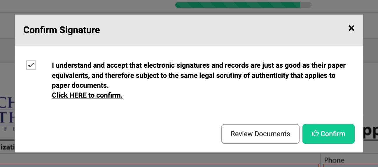 A screenshot of the “Confirm Signature” prompt